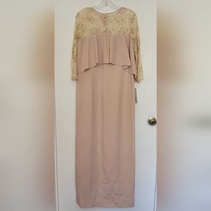 Rickie Freeman Teri Jon Womens Metallic Long Formal  Dress Gown  size 8